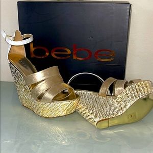 Bebe Lanya basketweave wedges